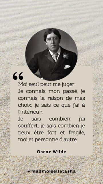 "Moi seul peut me juger.
Je connais mon pass&eacute;, je connais la raison de mes choix, je sais ce que j'ai &agrave; l'int&eacute;rieur.
Je sais combien j'ai souffert, je sais combien je peux &ecirc;tre fort et fragile, moi et personne d'autre." - Oscar Wilde
.
.
.
.
#oscarwilde #quotes #quotesoftheday #citation #citationdujour